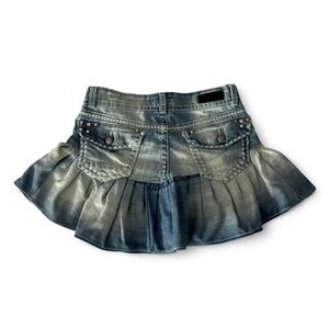 Upcycled Daytrip Blue Denim Ruffle Mini Skirt